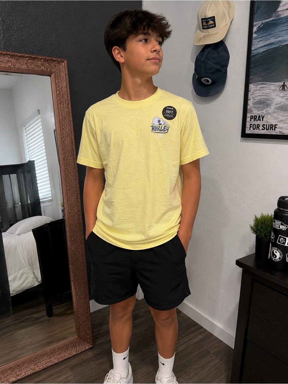 Hurley Pale Yellow Logo Tee